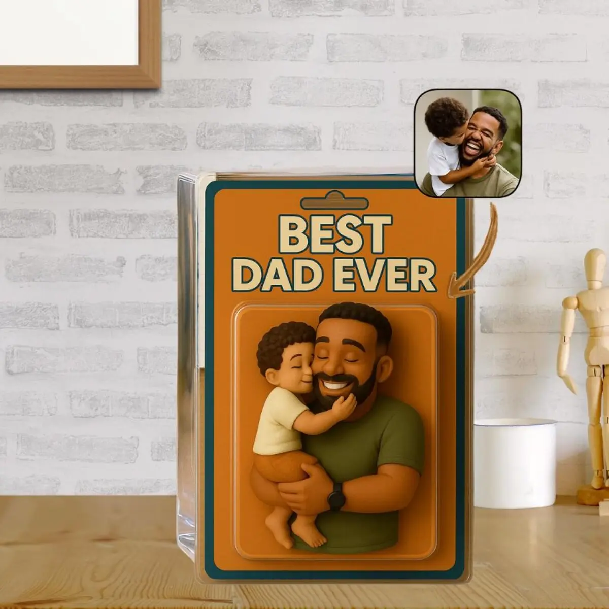 Custom Cartoon Photo Plaque For Dad – Personalized Best Dad Ever Gift – Father’S Day Gift From Child – 3D Style