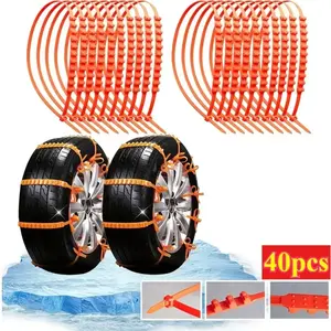40pcs Reusable Anti-Slip Snow Chains - Durable Plastic, Suitable for ATVs, Cars, Trucks, and SUVs - Essential Emergency Driving Safety Accessory, Winter Driving Aid, Compact Design, Easy to Install, High-Strength Material, Sturdy Constructi