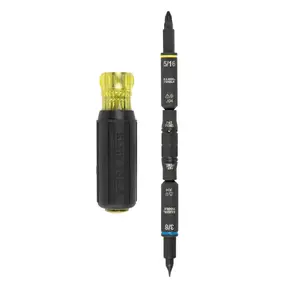 Klein Tools 32527HD KNECT 11-in-1 HVAC Multi-Bit Screwdriver/Nut Driver, Impact Rated with Phillips, Slotted, Square, and Schrader Bits