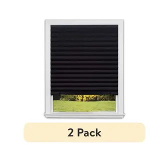 2-Pack No-Tools Blackout Pleated Paper Window Shades, Black, 36" x 72", Easy Installation Temporary Room Darkening Blinds