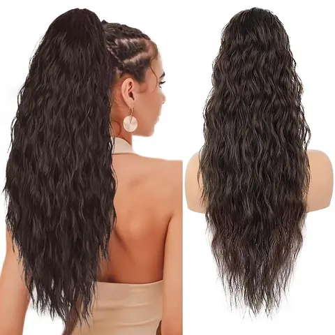 Sohochic AISI HAIR Drawstring Ponytail Extension, Women's Long Wavy Synthetic Soft Hairpiece for Daily & Party Use, Styling Fashion Accessory, Synthetic Soft Hair