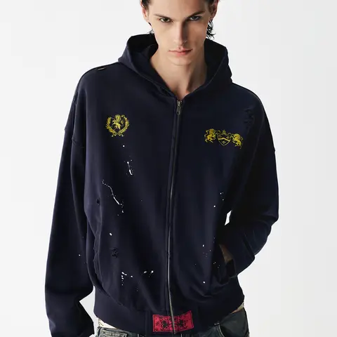 FDR Unisex Vintage Washed Splatter Graphic Sweatshirt, Distressed Casual Pullover Top with Streetwear Style