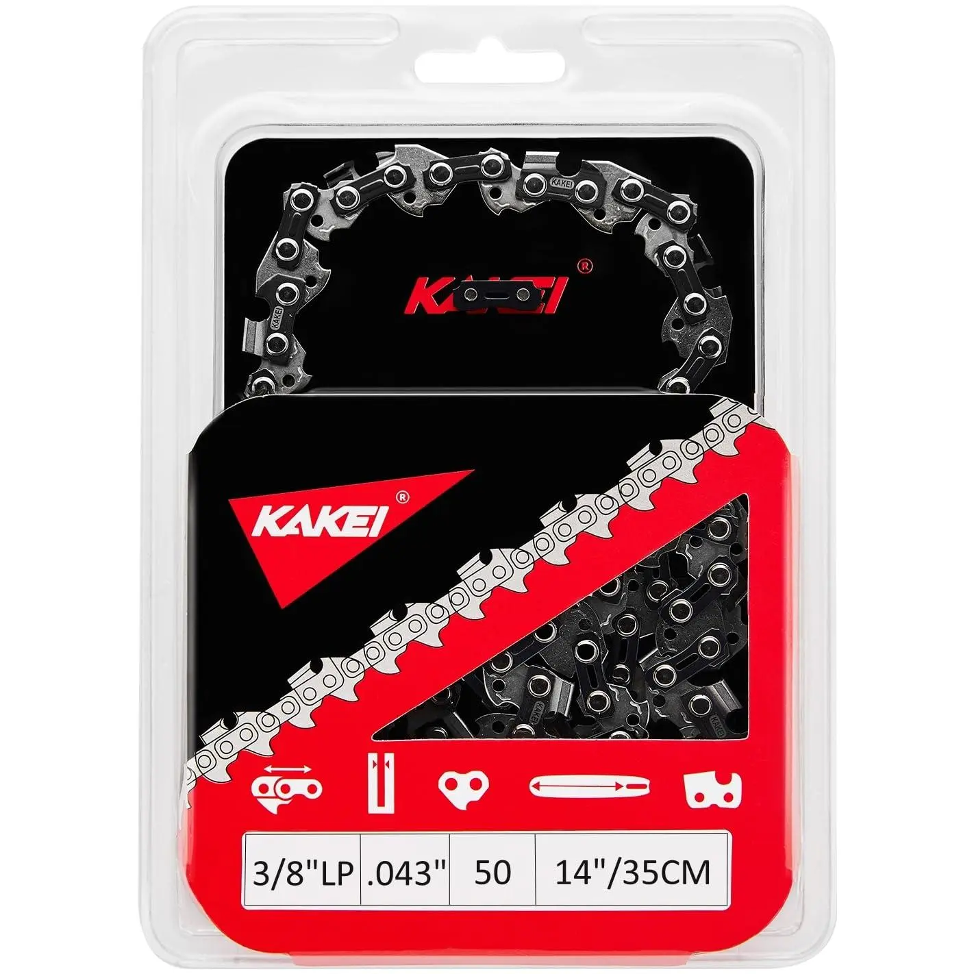 KAKEI 14-Inch Chainsaw Chain, 3/8" LP Pitch, .043" Gauge, 50 DL, 1-Pack Fits STIHL MS170, MS180C, MS193T, MS194T, Replacement for 61PMM3 50, 36100050050, R50