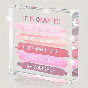 Acrylic Inspirational Desktop Decor, Women Office Gift, Positive Quote, Self Care Memorial, Furniture Decoration