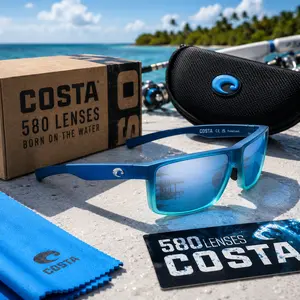 Costa Del Mar Outdoor Polarized Sunglasses, Blue Mirror 580 Lens, Matte Blue Frame Beach Fishing Eyewear