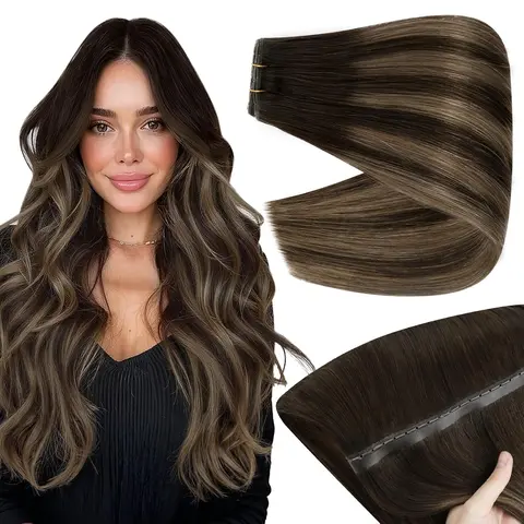 Full Shine Dual-Sided Butterfly Weft Human Hair Extensions, 100% Real Human Natural Hair, PU Seamless Ultra-Invisible Weave, Cuticle-Aligned Remy, Lightweight Reusable Straight Icy Blondes, Buildable Fullness for Daily Wear