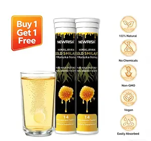 Newrish Pure Himalayan Shilajit Effervescent Tablets – Natural Energy & Stamina Support – Non-GMO – Lab-Certified / 85 Trace Minerals – Buy 1, Get 1 Free