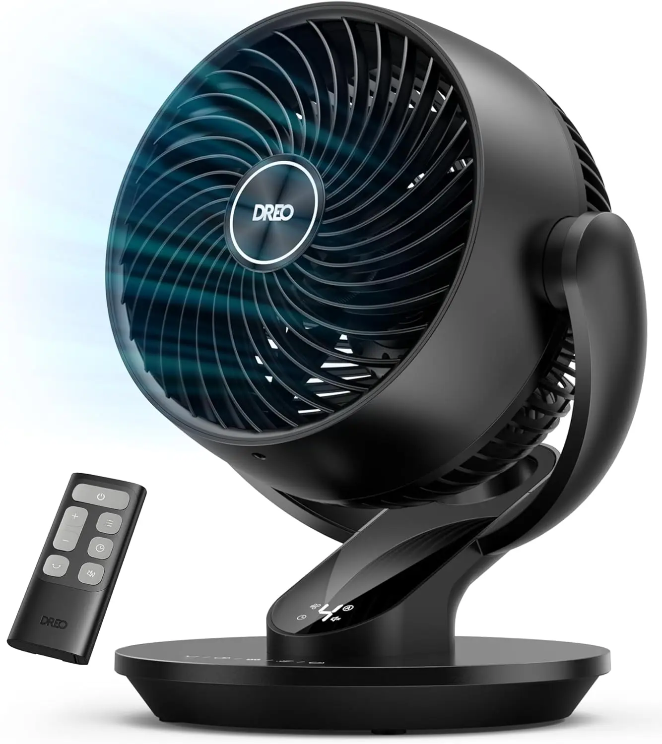 DREO Fan for Bedroom, 13-Inch Oscillating Table Air Circulator Fan for Whole Room, 120° Tilt Adjustment, 25dB Ultra-Quiet, 75ft Powerful Airflow, 4 Speeds Desk Fans with Remote for Home, Office