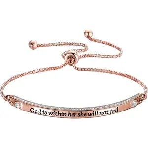 Zuo Bao Christian Gift Religious Jewelry Psalm 46:5 God is Within Her She Will Not Fall Bracelet Bible Verse Bracelet Gift for Godmother