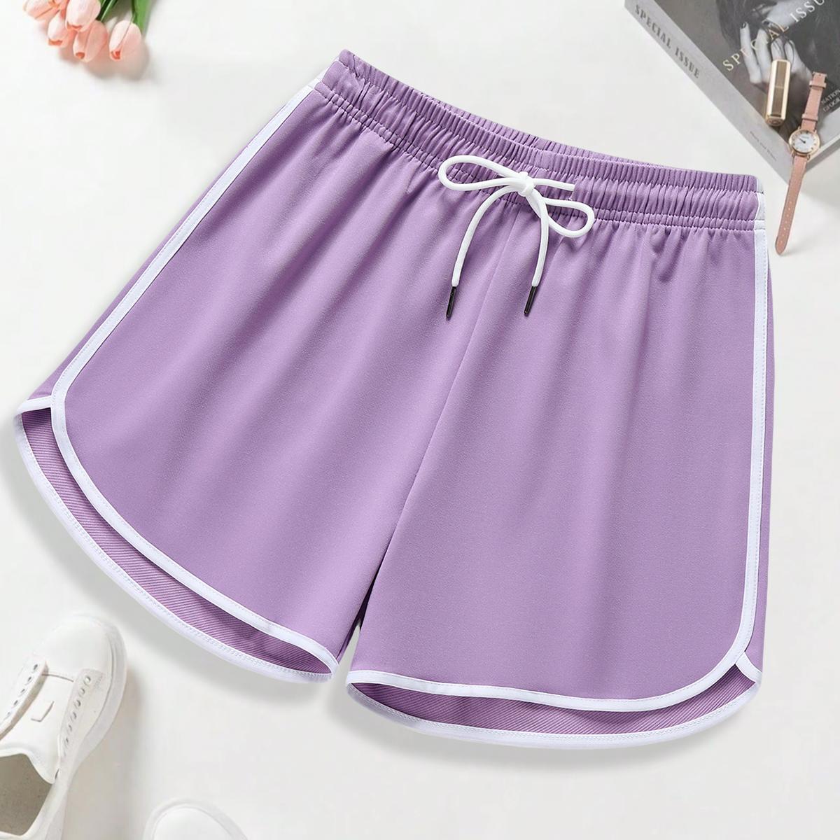4-pack women’s summer athletic shorts, solid basic style that pairs well, soft sleep shorts for home wear, with pockets and a drawstring waist, running and yoga shorts