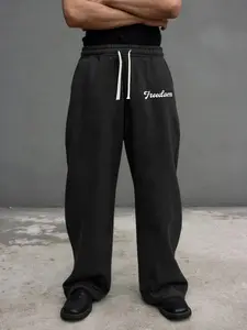 Men's Sweatpants Set, Elastic Waist Drawstring Shorts, Small Logo Pattern, Side Pockets, Casual Gym Running Vacation Pants