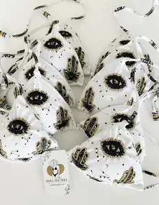 White Boho Colombian Beaded Bikini Tops