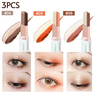 【3 PCS】Eyeshadow Stick Set, Portable Two Tone Eyeshadow Gradient Stick Glitter Gradient Eye shadow Waterproof Eye shadow Pen for Eye Make Up Tool