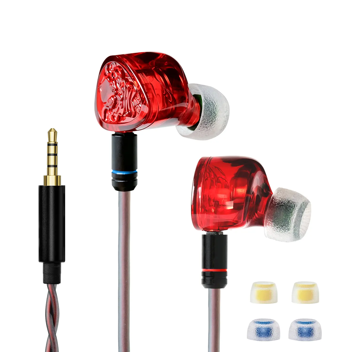 TANGZU Wan'er S.G II Red Lion IEM 10mm PET Dynamic Driver HiFi Wired Earbuds with Mic 0.78mm 2-Pin Detachable Cable 3.5mm Plug Gaming/Monitor In-Ear Headphones (Red)
