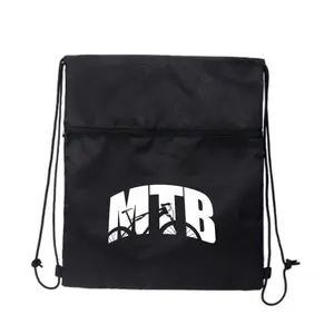 Subtle Light MTB Gray Texture Minimal Design Reliable Drawstring Zipper Backpack for Everyday Carry