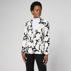 Nina Leonard Long-Sleeve Single Button Suit Jacket