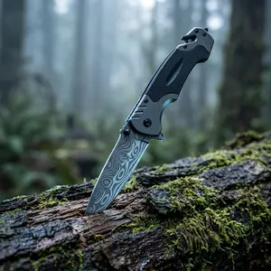 Portable Folding Pocket Knife with Stainless Steel Blade, Tactical Outdoor Survival Knife, Safety Lock, Pocket Clip, Compact EDC Tool for Camping, Hiking, Fishing & Emergency