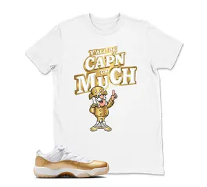 AJ 11 Low White and Metallic Gold Match T Shirt, CAP'N MUCH! Graphic Tee, 90s Hip Hop Tee, Gift For Women and Man Unisex T-Shirt, Cozy Gift