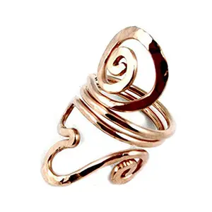 Copper Ring With Heart and Spiral Design Hand Hammered Uniquely Textured Wave Style Love Jewelry Which Can Also Be Worn on the Thumb for Women Statement Multi Ring
