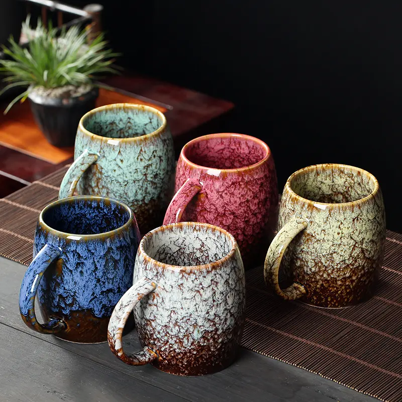 Elegant European Vintage Ceramic Mug, Water Cup, Office Mug, Milk Cup, Kiln-Transformed Glaze Coffee Cup, Personal Use, Drinkware, Coffee Mugs, Beverage