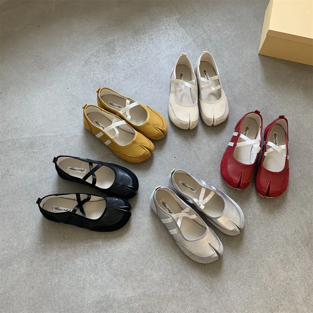 Thick Bottom Tabi Flats Soft Split Toe Ballet Shoes for Women