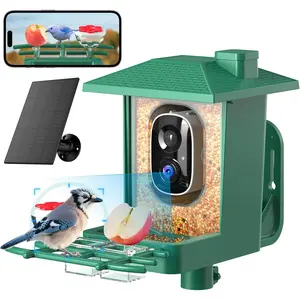 Bird Feeder with Camera Outdoor Solar: Smart Birdfeeder with AI Recognition - 2K HD Live Stream Video Camera for Outside Wild Birds Garden Decor - Bird Lover Gifts