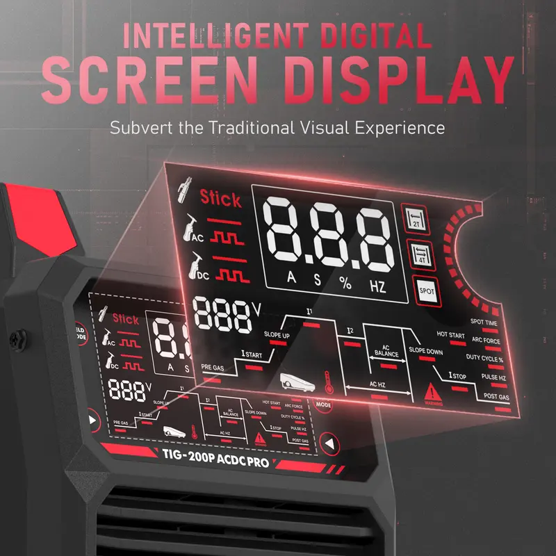 YESWELDER TIG-200P-ACDC-PRO AC/DC Aluminum TIG Welder 200Amp | AC TIG/DC TIG/Spot TIG/Pulsed TIG/Stick | HF Start 110/220V Dual Volts Welding Machine with Pulse 5