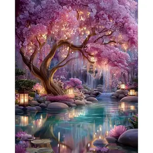Diamond Paintings Kits for Beginners,Full Round Drill Diamond Arts Kits for Adults,Glowing Dream Forest Paint by Diamond,5D DIY Diamond Painting Dot Gem Art, for Home Wall Decor 13.8x13.8 Inch
