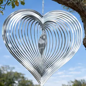 Wind Spinner Garden Decor, for Women, Gifts for Grandma and Mom,  Heart 12-Inch Stainless Steel  Yard Spinner for Outdoor & Indoor Metal Decoration, 1 Pack