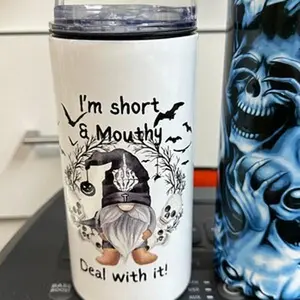I'm Short & Mouthy Deal With It gnome tumbler, Halloween Gnome, Horror Gnome tumbler, spooky gnome cup, gnome cup, Funny gnome, Cute gnome,