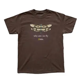 Gildan Men's and Women's T-shirt, National Geographic cotton t-shirt, "why am i so fly", Animal tee, Y2k Unisex Graphic Tees Gothic Grunge Emo Scene Amity Affliction Style Clothes Menswear Womenswear Streetwear