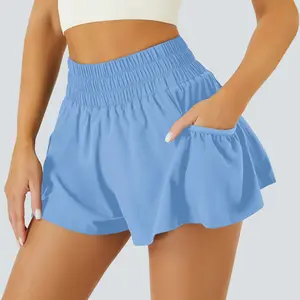 FireSwan Athletic Shorts for Women High Waisted Elastic Running Shorts Gym Workout Flowy Shorts with Pockets Fallfreshness