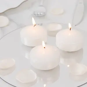 12 Pack White Floating Candles 2" – Unscented Dripless Long Burn Disc Wax Candles for Centerpieces & Vases