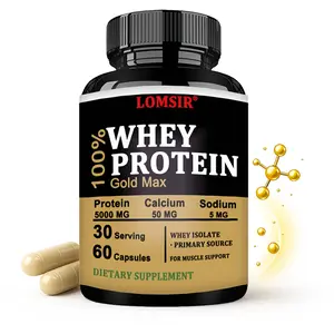 Whey Protein Capsules Supplement - with Protein Calcium Iron Sodium Potassium - Supports Muscle and Bone Health - 60 Capsules
