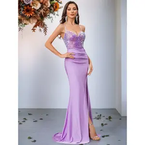 Fashionable women's sequined split style evening gown, with a fitted, elegant, luxurious, and unique style, eye-catching and fashionable, very suitable for formal occasions, formal events, and high-end social gatheringsRAIMENTRY