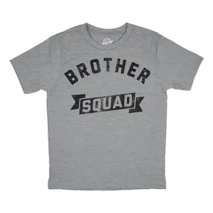 Youth Brother Squad T Shirt Funny Awesome Bro Sibling Joke Tee for Kids Funny T Shirts Funny Brother Short Sleeve Novelty Tees for Kids Light Grey
