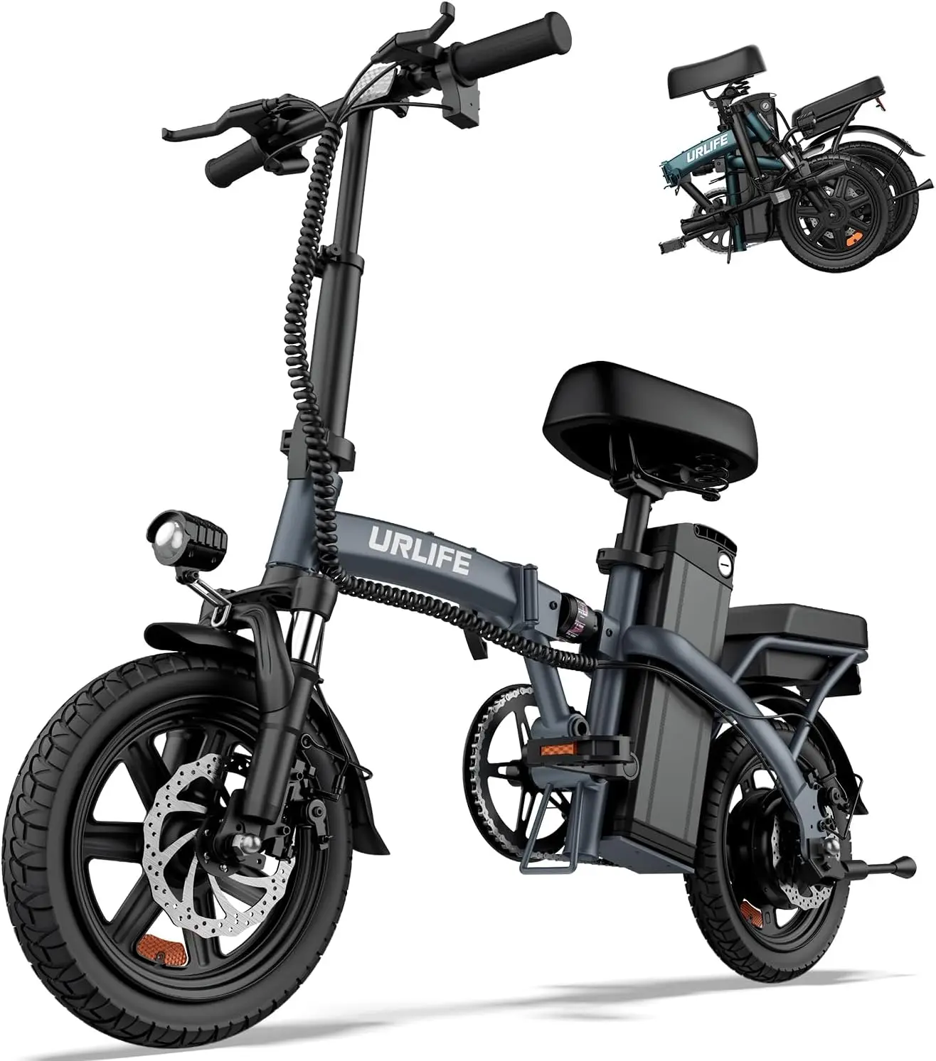Electric Bike for Adults, 14" Folding Electric Bike, 500W Peak Motor, 48V 375Wh Removable Battery, 20MPH, 40 Miles Long Range, Mini E Bikes for Adults and Teens, UL 2849