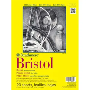 212 MAIN Strathmore ST342-119 19x24 in 300 Series Tape Bound Bristol Paper, Vellum Surface, 20 Sheets