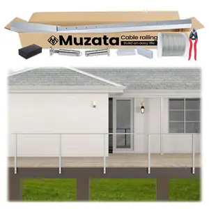 Muzata 13ft Complete Set Cable Railing System, One Stop Service All-in-One DIY Kit Fit