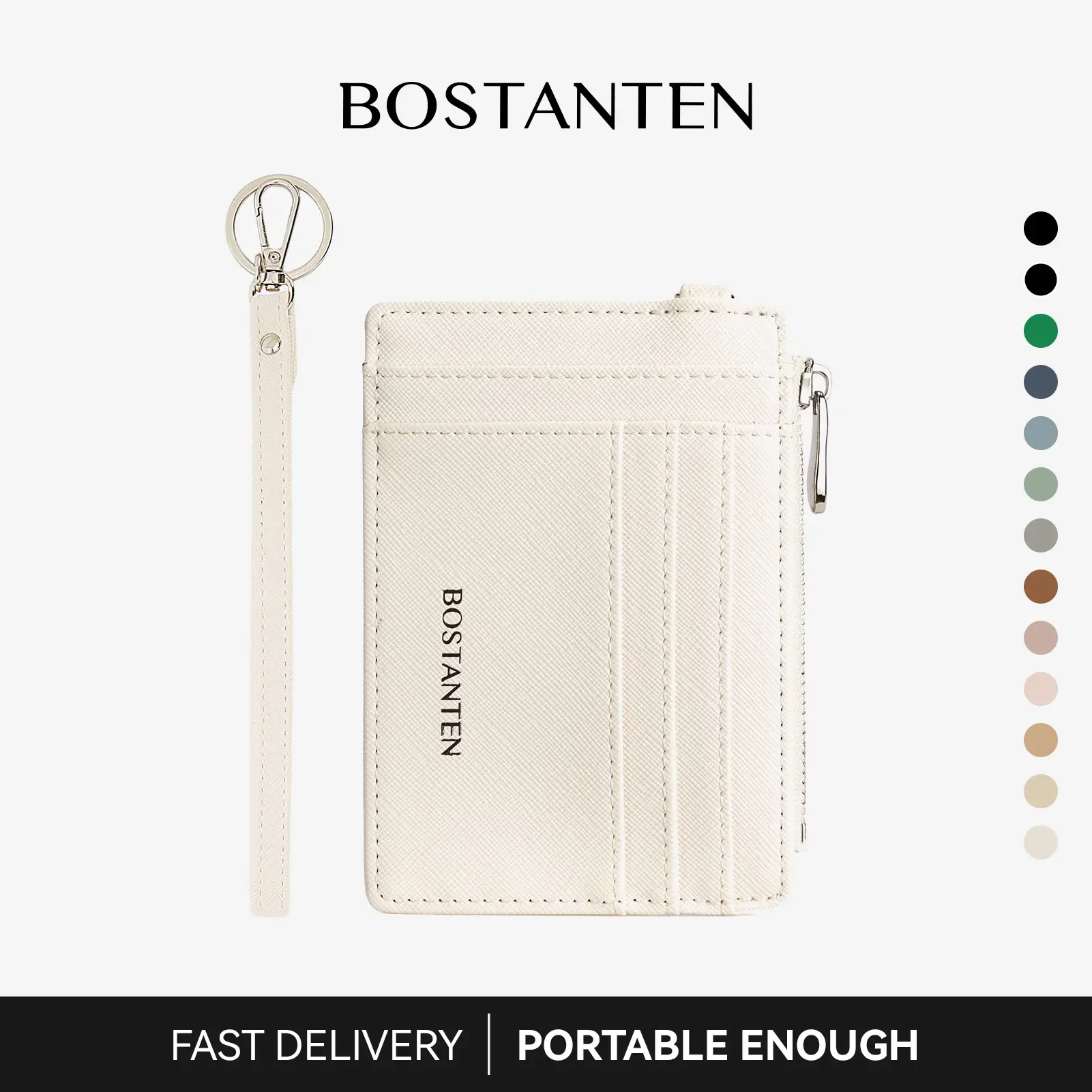 BOSTANTEN Mini Wristlet Wallet for Woman Zip Around Cute Wallets with Keychain Card Holder RFID Blocking Coin Pocket Mom Pouch