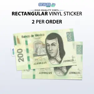 200 PESO SOR JUANA rectangular vinyl  STICKER