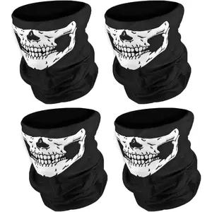 Ghost Face Balaclava 4Pcs Skull Mask Set - Skeleton Motorcycle Gator Mask for Men, Outdoor Sports, Black