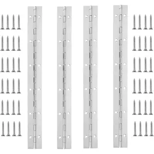 4PCS Piano Hinge 12 Inch Heavy Duty Piano Hinge Stainless Steel Continuous & Piano Hinges for Cabinets Boat Marine Door 0.04" Thickness 1.2'' Open Width Fixing Folding Continuous Piano Hinge