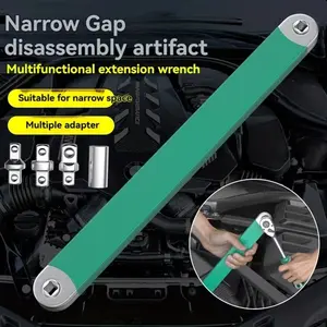 Multi functional extension wrench, extended ratchet wrench, dual head portable practical wrench set, suitable for narrow gap work, Multifunctional wrench set