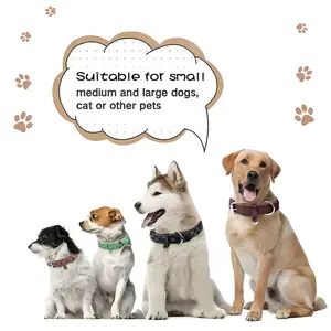 Soft Leather Dog Collar for Small and Medium Dogs Durable Adjustable Odor Proof PU Plaid Pet Collars with Rust-Proof Metal Buckle