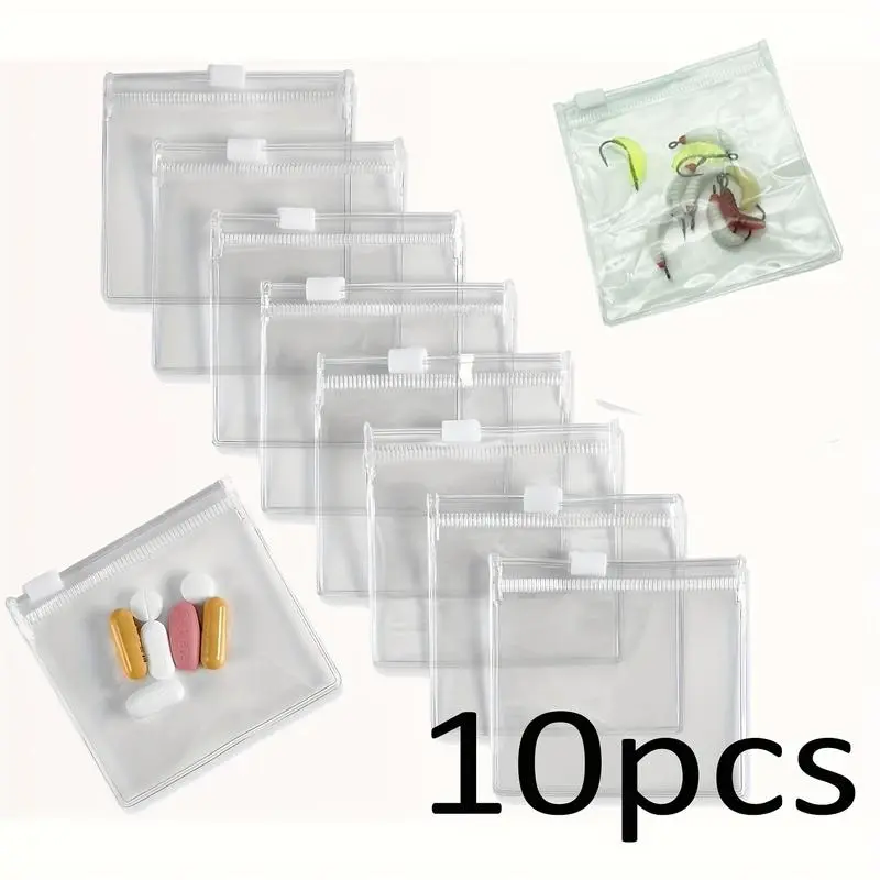 Clear Reusable Pill Storage Bags, 10 Counts Dustproof Zipper Pill Pouch Set, Portable Self Sealed Medicine Organizer for Home & Travel, Summer for Gift, Pouch Organizer, Valentine's Day Gift