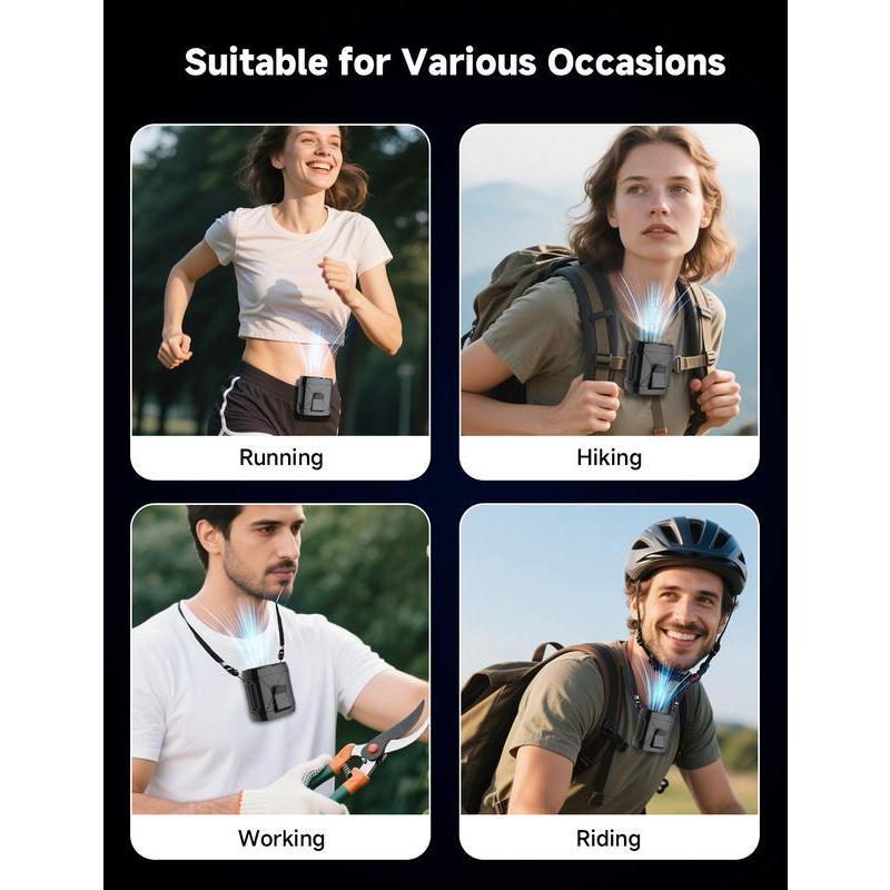 Portable Fan Rechargeable,4 Speeds Strong Airflow Small Fan Waist,Battery Powered,for Travel Camping Outdoor Jobsite,Camping Essentials-Black