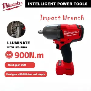 Milwaukee 20V Brushless Impact Wrench 900N.m High Torque Cordless Power Tool for Heavy-Duty Tasks with 3-Speed Control & LED Ring Light for Auto Repair Construction