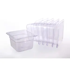 Hakka 1/6 Size Polycarbonate Food Pans,6"Deep,Clear - Pack of 6