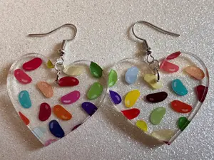 Jelly Bean Earrings: Laser Cut Acrylic Jelly Beans in Jars, Candy, Dessert, Novelty Earrings, Rainbow, Best Gifts for Her/Him/Them